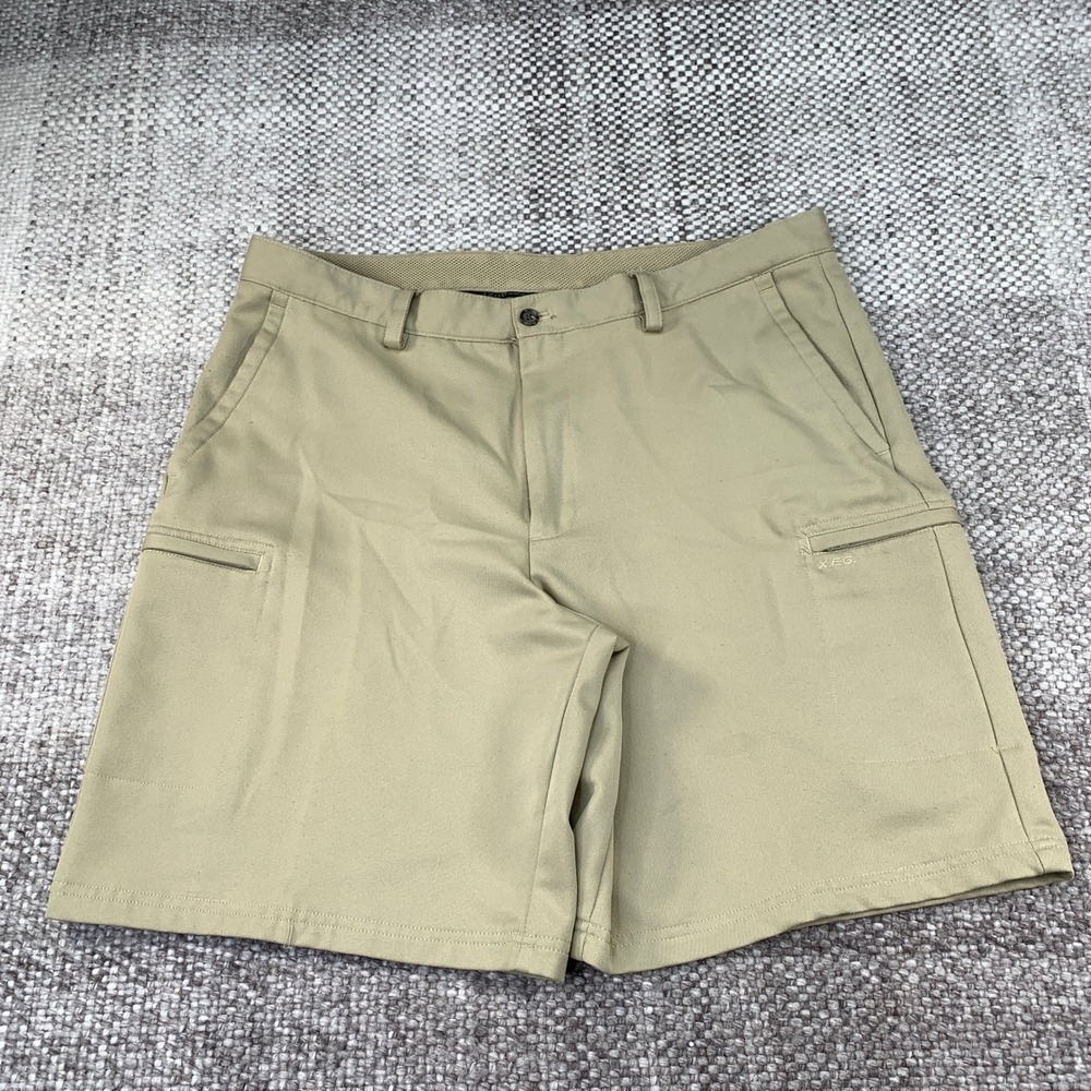 IZOD Golf Shorts Mens 38 Khaki XFG X-Treme Function Flat Front Cargo Pocket